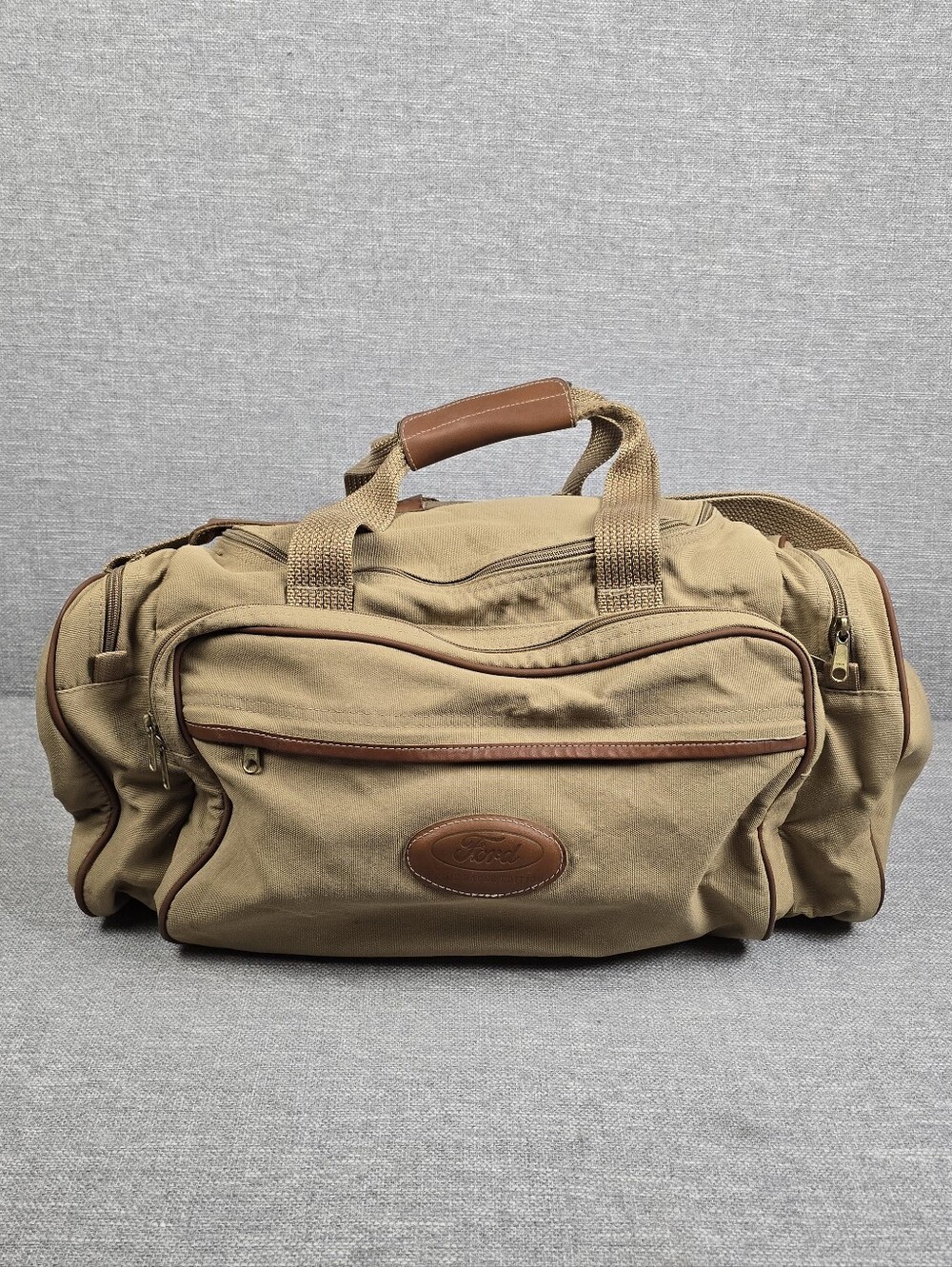 Vtg Eddie Bauer Ford Bronco Explorer Expedition Duffle Bag Tan/Leather